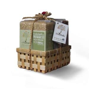 ตะกร้าของขวัญ ข้าวกล้อง Organic Three บ้านไร่ต้นฝัน
