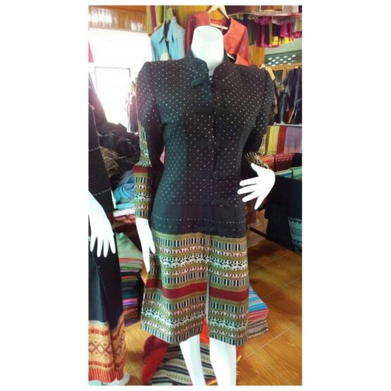 เสื้อโค้ท ผ้าฝ้ายยกดอกสอดดิ้น อัดกาว - Image 2