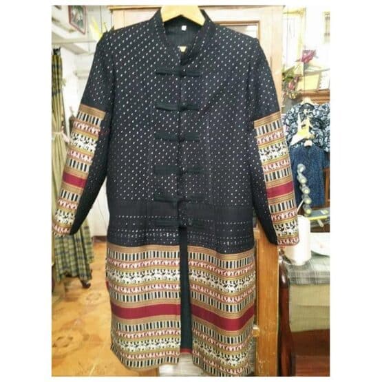 เสื้อโค้ท ผ้าฝ้ายยกดอกสอดดิ้น อัดกาว - Image 3