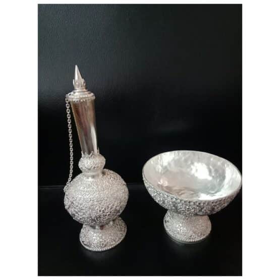  Pour Ceremonial Water set of Sukhothai pattern, Authentic Silver, 336.0 g. 