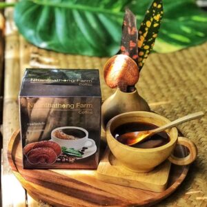 กาแฟเห็ดหลินจือ บรรจุ10ซอง (ขนาด15กรัม) @ วิสาหกิจชุมชนหนามตาทองฟาร์ม