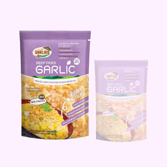 กระเทียมแกะเปลือกเจียวในน้ำมันรำข้าว ขนาด 100 กรัม ตรา Garliko
