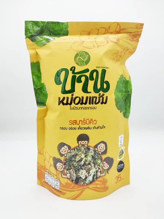 ใบบัวบกทอดกรอบ รสบาร์บีคิว ขนาด 70 กรัม ตรา บ้านหม่อมแช่ม