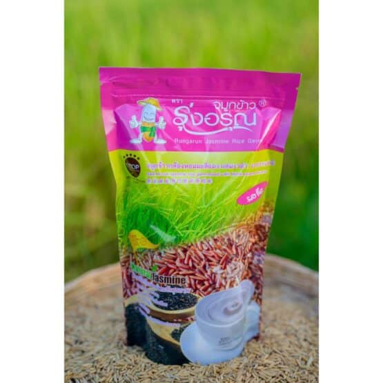 Germinated  Jasmine Brown Rice, mixed natural black sesame (Plain), 200 g. (Rung Arun) - Image 2