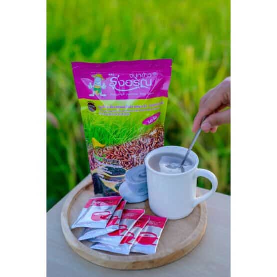 Germinated  Jasmine Brown Rice, mixed natural black sesame (Plain), 200 g. (Rung Arun) - Image 3