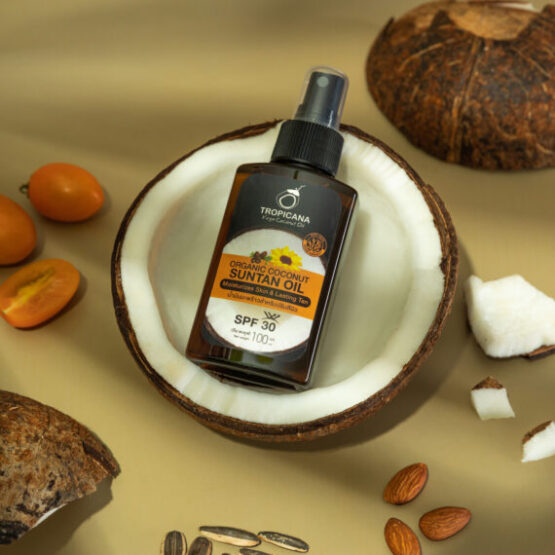 น้ำมันมะพร้าวสกัดเย็นออร์แกนิกสำหรับอาบแดด ปรับผิวแทน SPF30 ขนาด 100 ML ตรา Tropicana (ทรอปิคานา) - Image 3