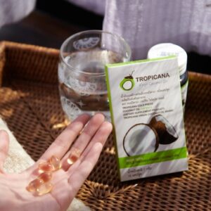 น้ำมันมะพร้าวสกัดเย็น ชนิด แคปซูล ขนาด 100 MG (จำนวน 10 เม็ด) ตรา Tropicana (ทรอปิคานา)