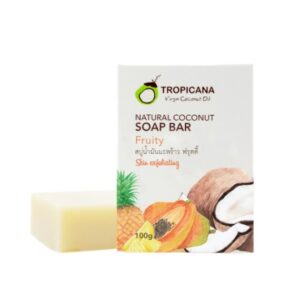 สบู่ก้อนน้ำมันมะพร้าว สูตร NON PRESERVATIVE กลิ่น FRUITY ขนาด 100 กรัม ตรา Tropicana (ทรอปิคานา)