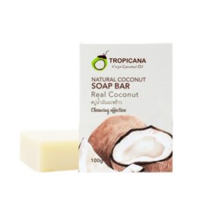 สบู่ก้อนน้ำมันมะพร้าว สูตร NON PRESERVATIVE กลิ่น REAL COCONUT ขนาด 100 กรัม ตรา Tropicana (ทรอปิคานา)