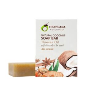 สบู่ก้อนน้ำมันมะพร้าว สูตร NON PRESERVATIVE กลิ่น THIEVES OIL ขนาด 100 กรัม ตรา Tropicana (ทรอปิคานา)